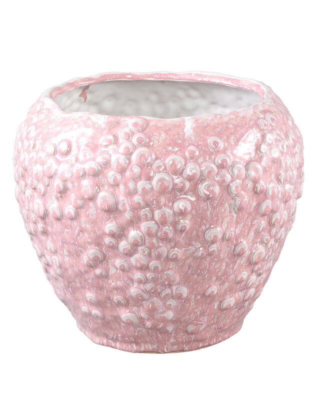PTMD Avis Roze keramische pot rond gevormde schalen laag XL
