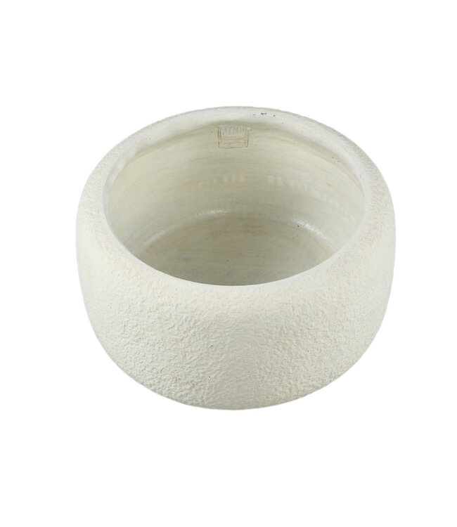 PTMD Evelynn Witte ronde cementen pot laag L