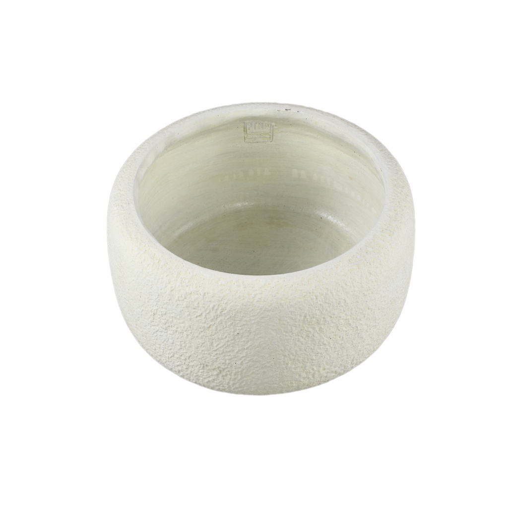 PTMD Evelynn Witte ronde cementen pot laag L