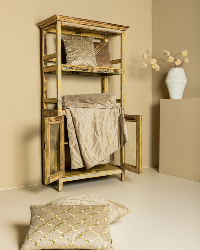 PTMD Cerine Bruin fluwelen bedsprei borduurpatroon