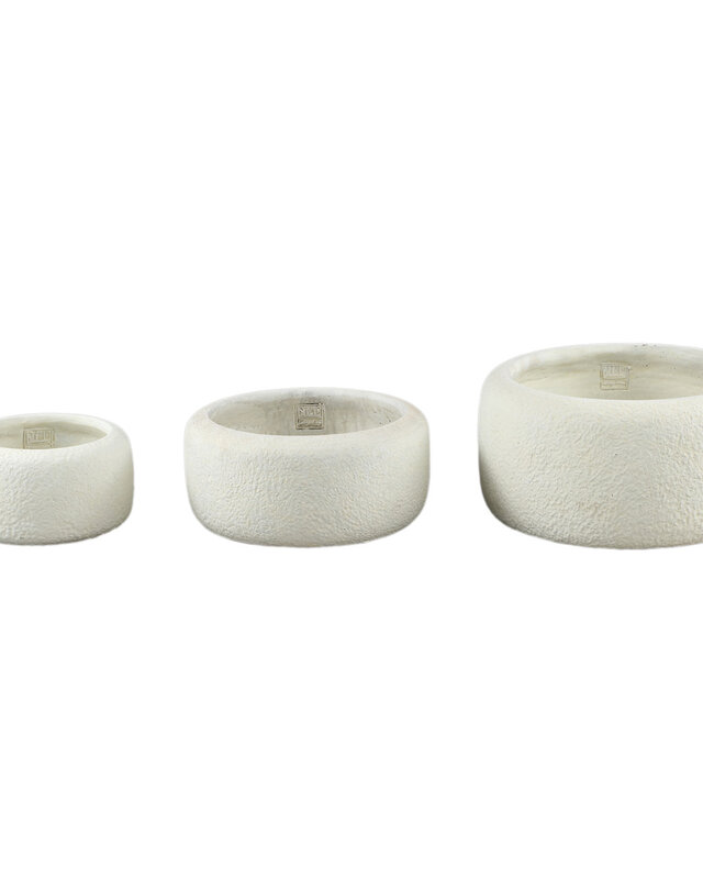PTMD Evelynn Witte ronde cementen pot laag L