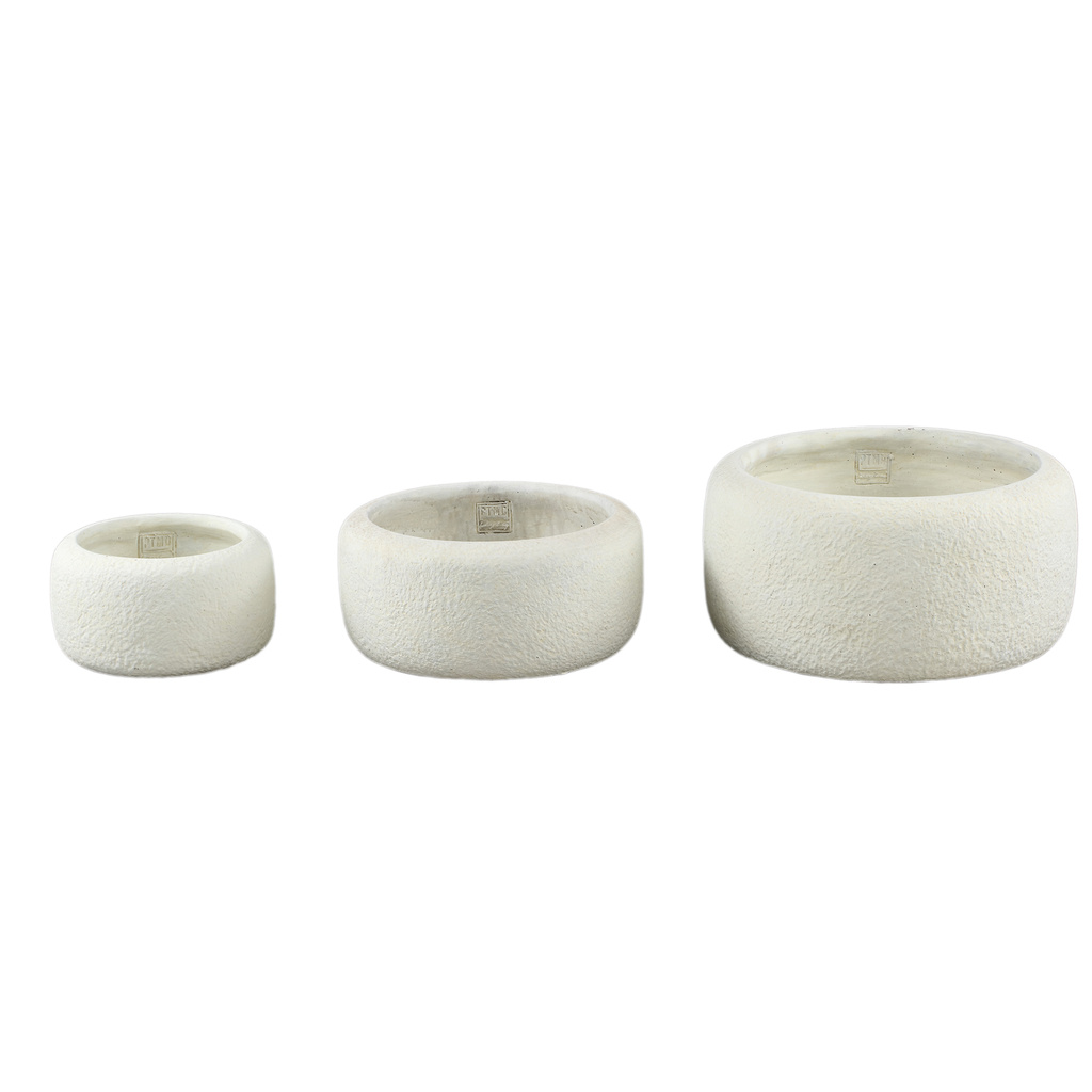 PTMD Evelynn Witte ronde cementen pot laag L
