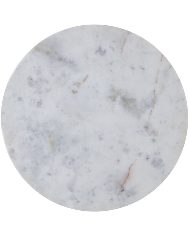 PTMD Alano White Marble bijzettafel met aluminium gouden tafelpoot.
