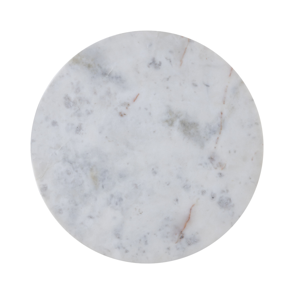 PTMD Alano White Marble bijzettafel met aluminium gouden tafelpoot.