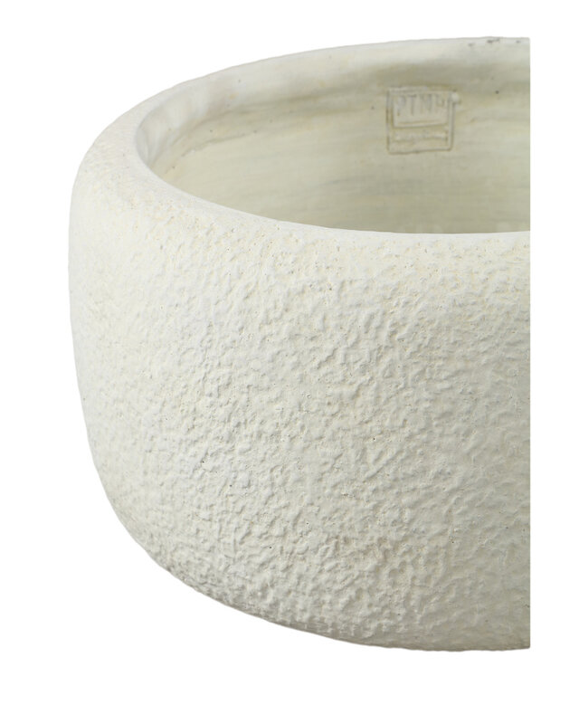 PTMD Evelynn Witte ronde cementen pot laag L