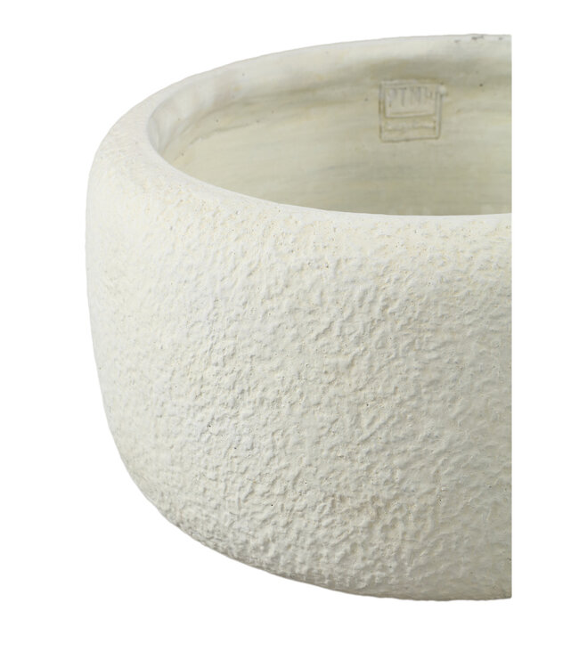 PTMD Evelynn Witte ronde cementen pot laag L