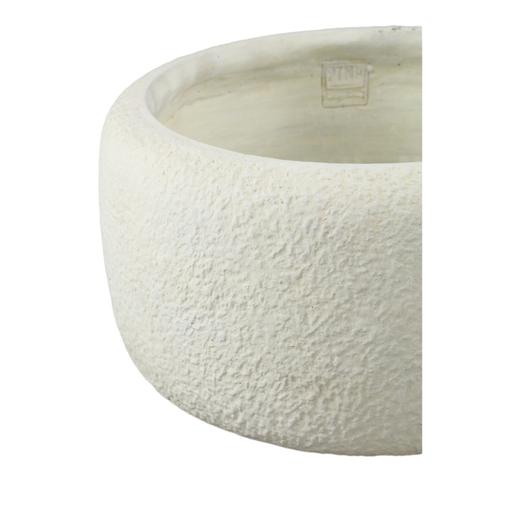 PTMD Evelynn Witte ronde cementen pot laag L
