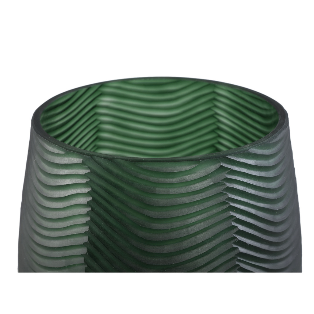 PTMD Elichi Groene glazen vaas bomby rond
