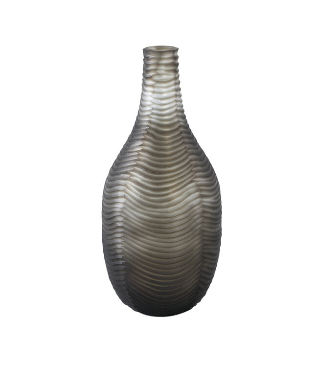 PTMD Elichi Bruine ronde glazen vaas hoog breed.