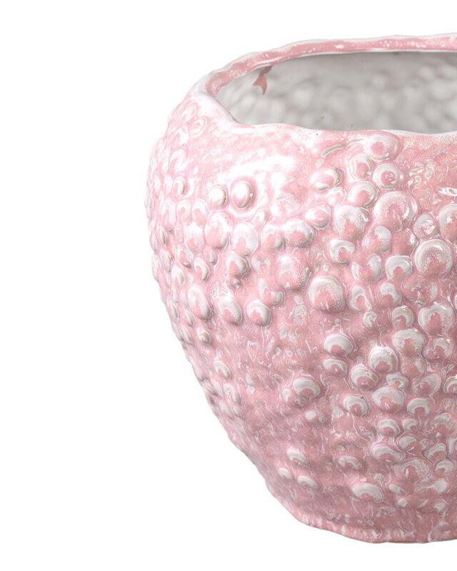 PTMD Avis Roze keramische pot rond gevormde schalen laag XL