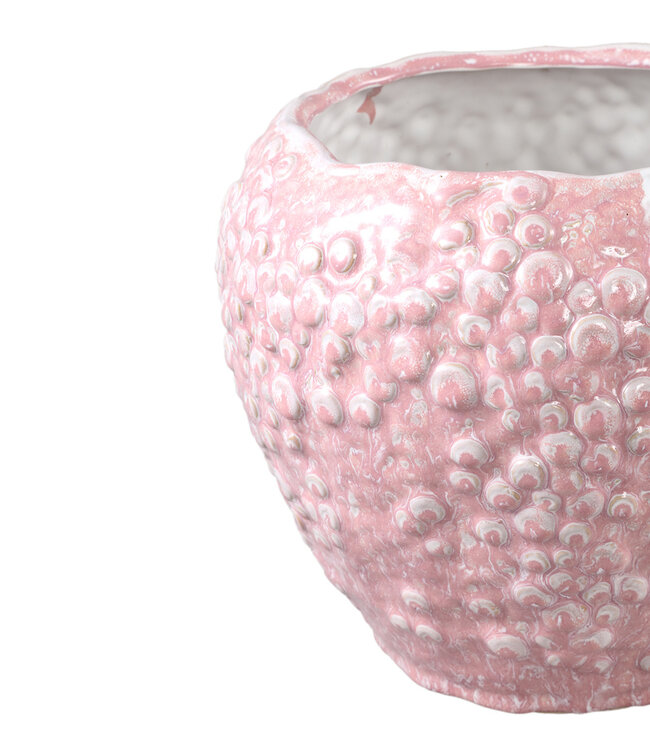 PTMD Avis Roze keramische pot rond gevormde schalen laag XL