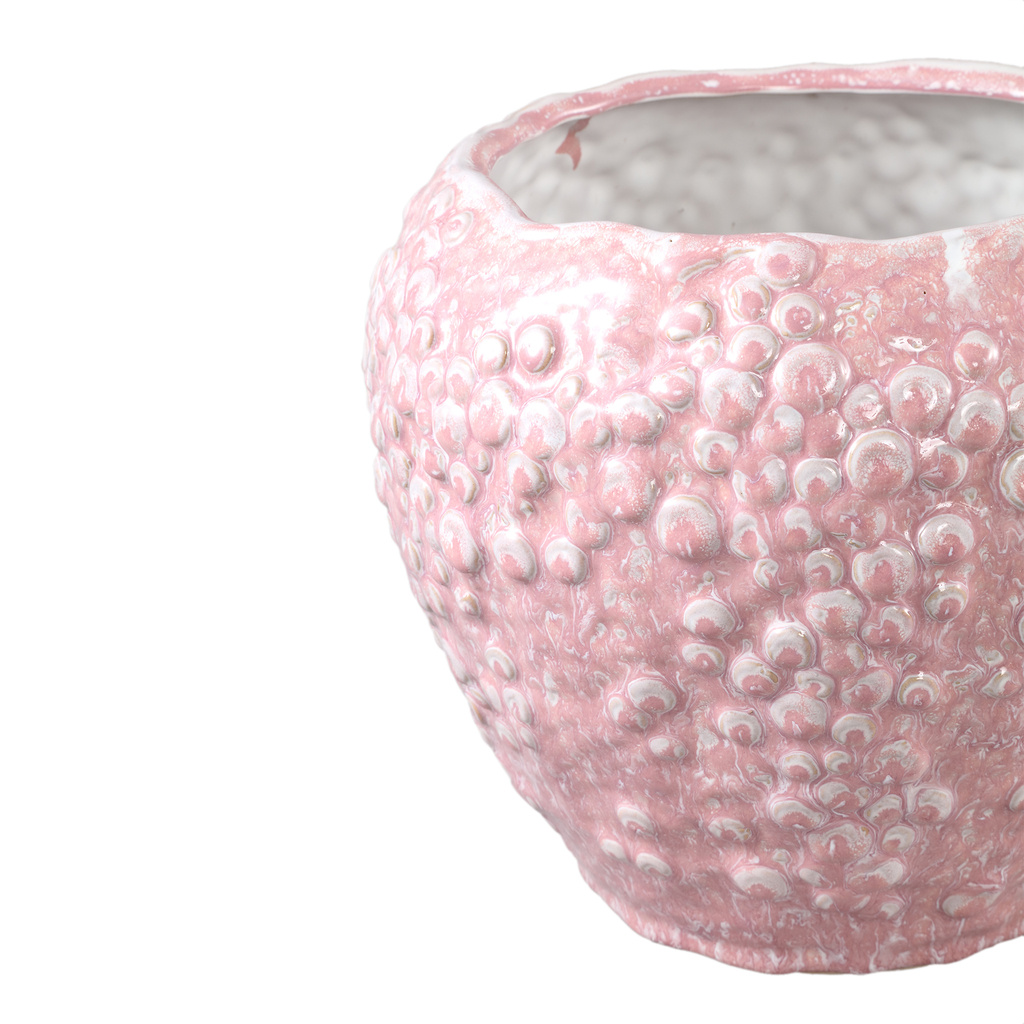 PTMD Avis Roze keramische pot rond gevormde schalen laag XL