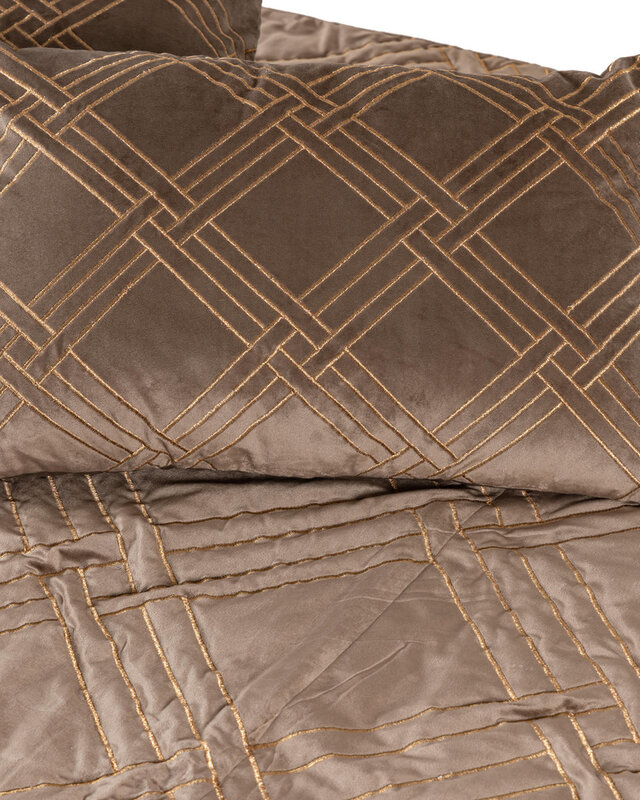 PTMD Cerine Bruin fluwelen bedsprei borduurpatroon