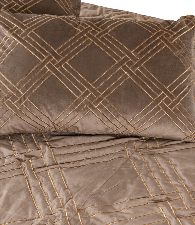 PTMD Cerine Bruin fluwelen bedsprei borduurpatroon