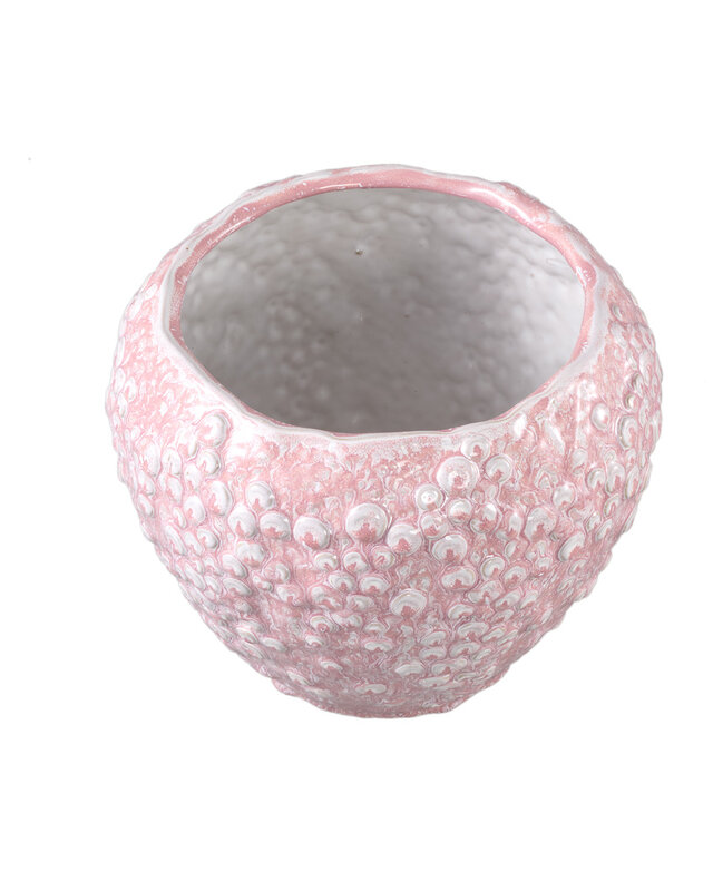 PTMD Avis Roze keramische pot rond gevormde schalen laag XL