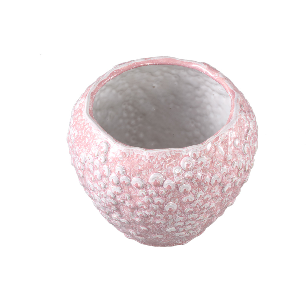 PTMD Avis Roze keramische pot rond gevormde schalen laag XL
