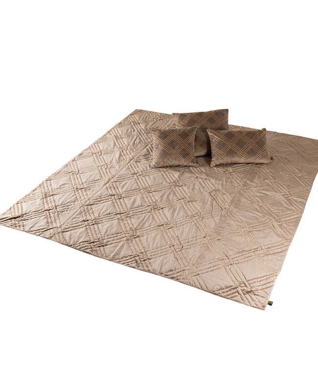 PTMD Cerine Bruin fluwelen bedsprei borduurpatroon