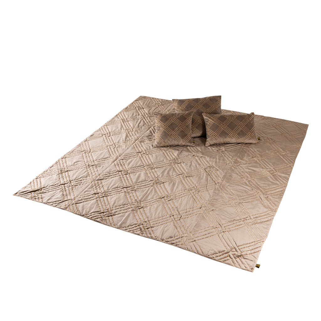 PTMD Cerine Bruin fluwelen bedsprei borduurpatroon