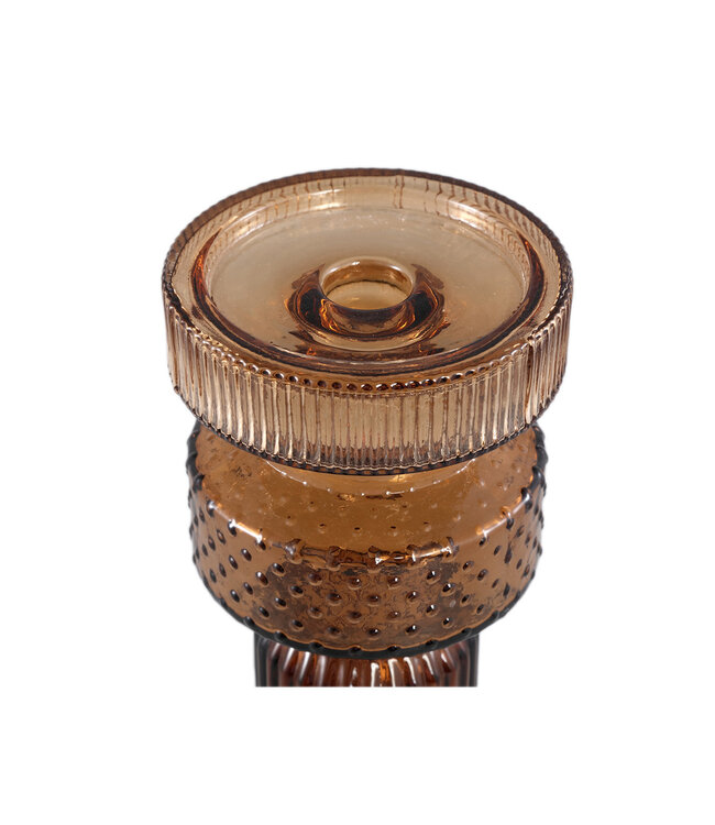 PTMD Fadri Grijs glazen kaarsenhouder M 11.5x34.5 cm