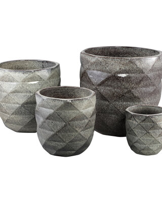 PTMD Lotte Lever geglazuurde keramische pot diamantstructuur SV4
