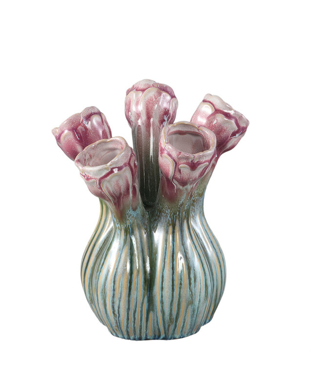 PTMD Annmarie Lilac keramische bloemvormige buisvormige vaas M