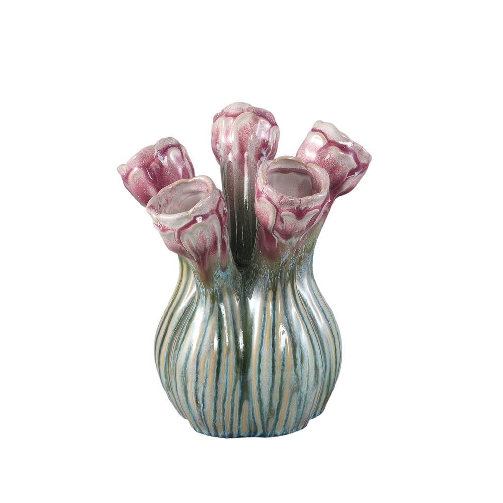 PTMD Annmarie Lilac keramische bloemvormige buisvormige vaas M