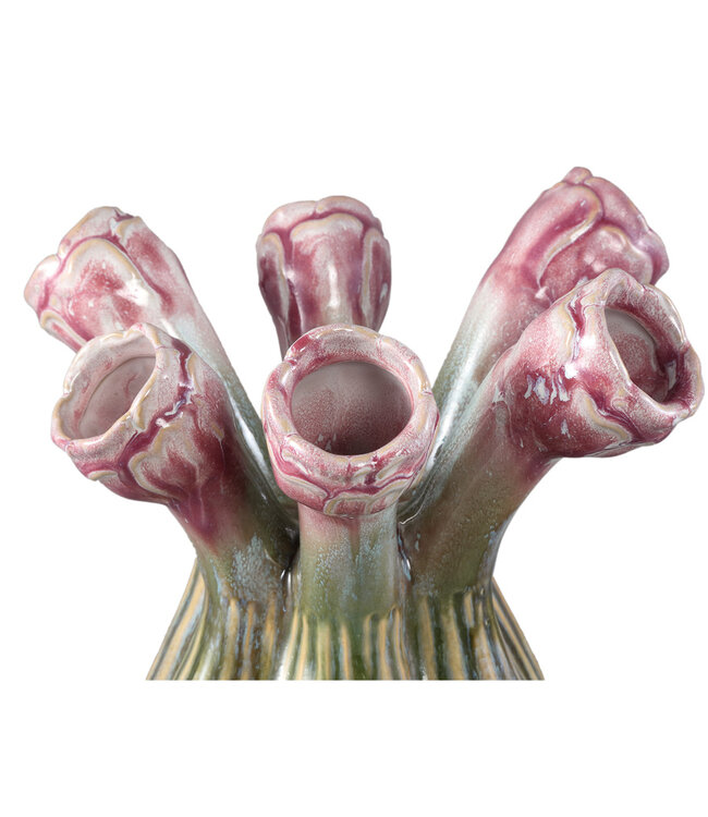 PTMD Annmarie Lilac keramische bloemvormige buisvormige vaas L