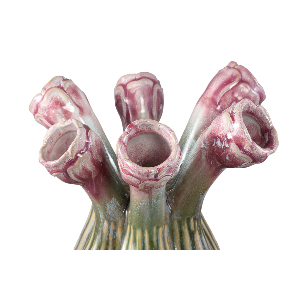 PTMD Annmarie Lilac keramische bloemvormige buisvormige vaas L