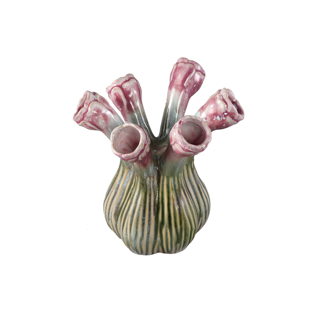 PTMD Annmarie Lilac keramische bloemvormige buisvormige vaas L