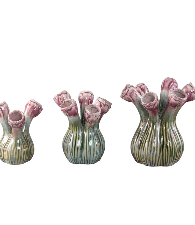 PTMD Annmarie Lilac keramische bloemvormige buisvormige vaas L