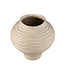 PTMD Mickie Beige ronde bolvormige keramische vaas geribbeld L