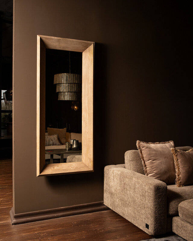 PTMD Nicka Natural mango houten rechthoekige spiegel S