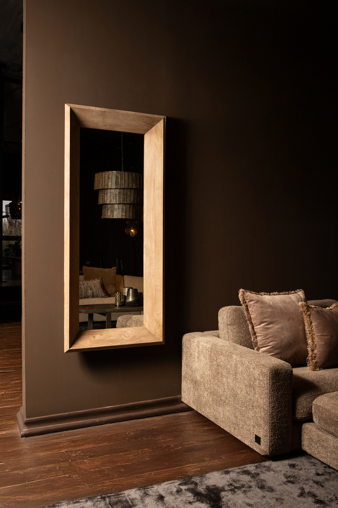 PTMD Nicka Natural mango houten rechthoekige spiegel S