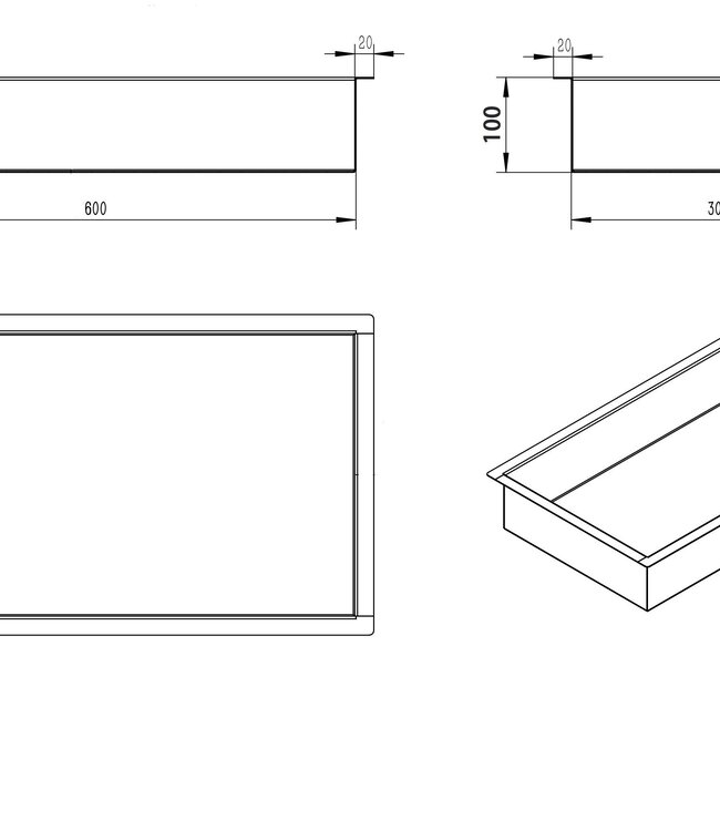 Wiesbaden Demis Inbouwnis | Mat Zwart | H30 x B60 x D10 cm