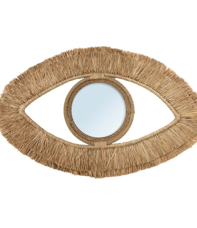 Bazar Bizar De Raffia Eye Mirror - Natuurlijk - M