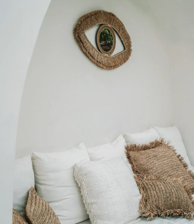 Bazar Bizar De Raffia Eye Mirror - Natuurlijk - M