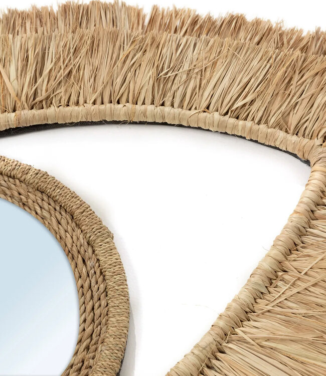 Bazar Bizar De Raffia Eye Mirror - Natuurlijk - M
