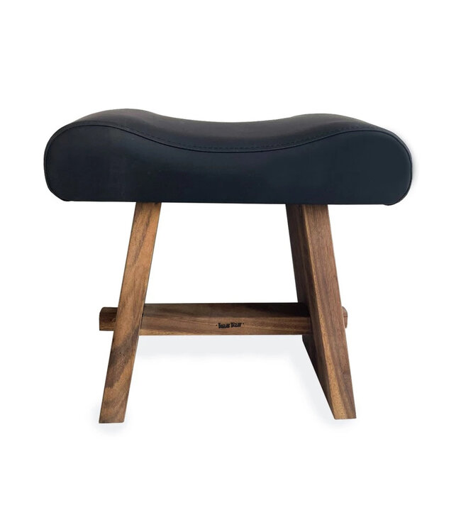 Bazar Bizar De Suar Kruk met Leer - Natuurlijk Zwart