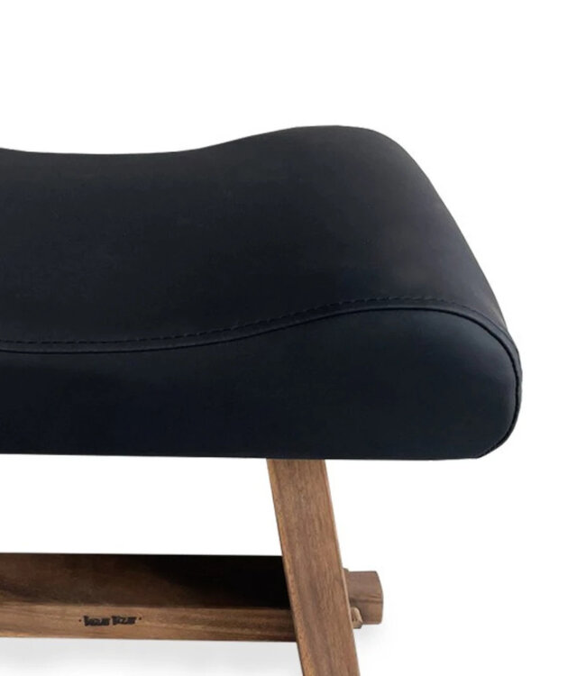 Bazar Bizar De Suar Kruk met Leer - Natuurlijk Zwart