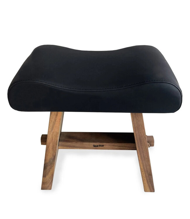 Bazar Bizar De Suar Kruk met Leer - Natuurlijk Zwart