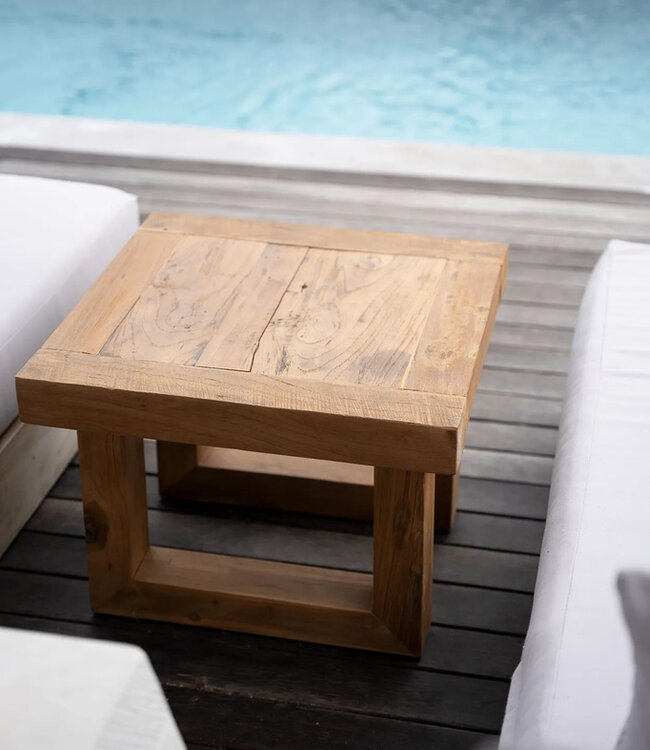 Bazar Bizar De gerecyclede teak bijzettafel - Natuurlijk