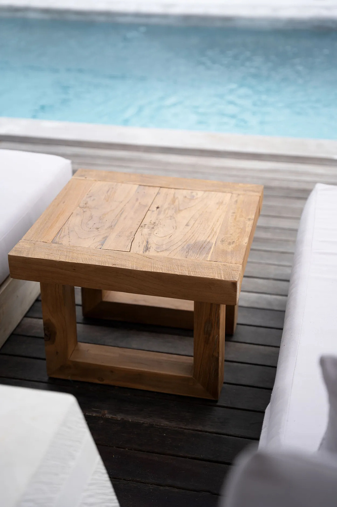 Bazar Bizar De gerecyclede teak bijzettafel - Natuurlijk