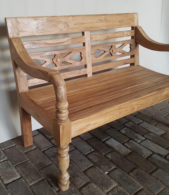 Livingfurn Stationbankje Tuinbank Kasar 120x90x55 cm Teakhout
