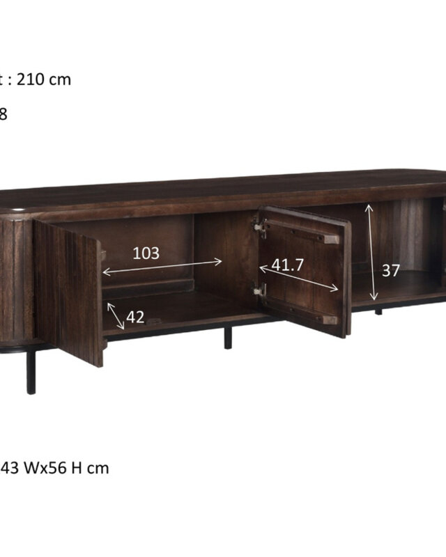 Livingfurn Dressoir Noor Walnoot 210cm