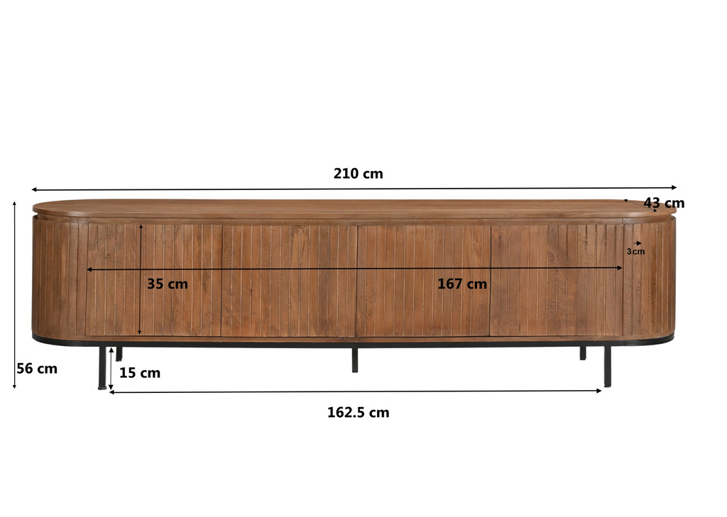 Livingfurn Dressoir Noor Natuurlijk 210cm