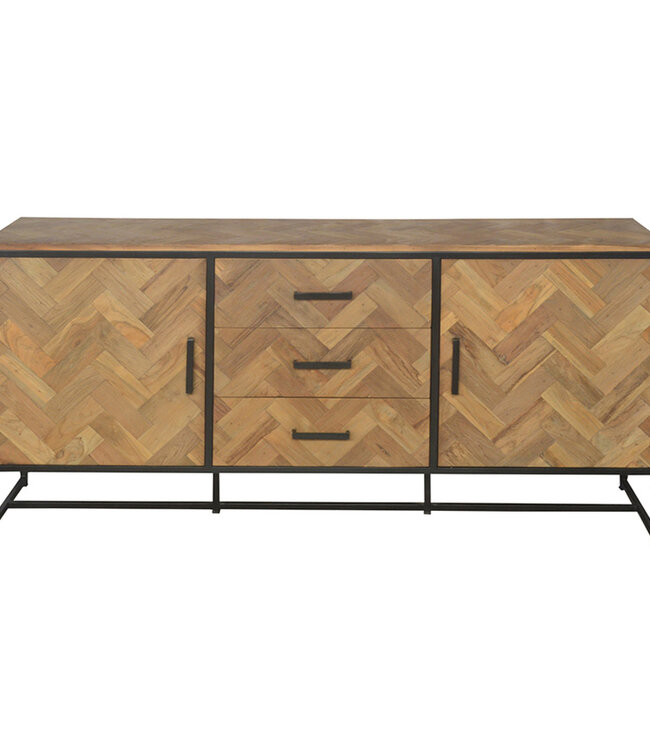 Livingfurn Accent TV-Meubel 180x85x45cm 2-Deurs 5-Lades Bruin Visgraat