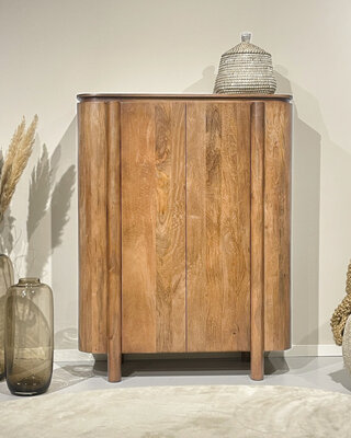 Livingfurn Salano Bruin Kast 2-Deurs Ronde Zijkanten 150x116x43 cm