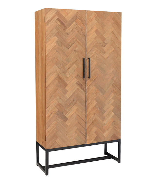 Livingfurn Accent Kast 2-Deurs Groot 200x105x40 cm Bruin Visgraat