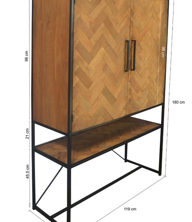 Livingfurn Accent Kast 2 deurs 180x120x45 cm