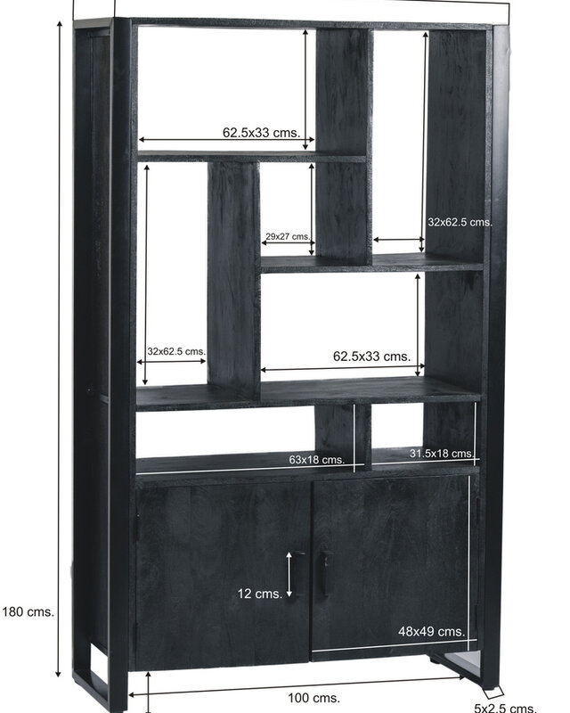 Livingfurn Norris Vakkenkast 180x110x43 cm Zwart